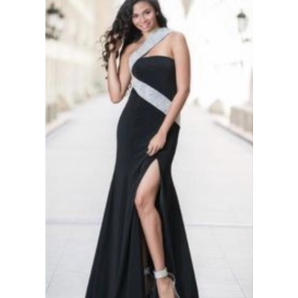 Jovani Dresses & Skirts - Jovani Prom Dress Hollow Out Rhinestones One Shoulder Slit Size 10